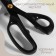 Clopy scissors, mowed blade, with a ruler, 26 cm, black color