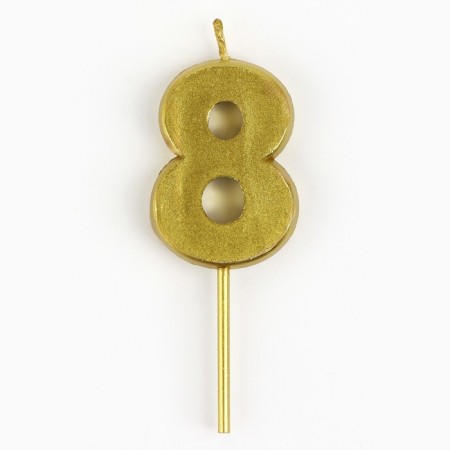 Candle figure for the cake "8", gold, 2.5 x 8 cm.-2