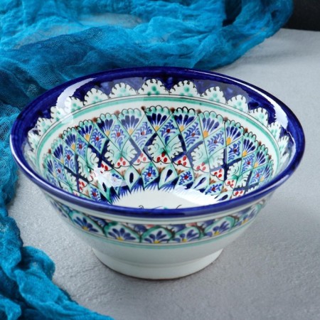 Rishtan ceramics "Patterns", 18 cm, large, blue-7