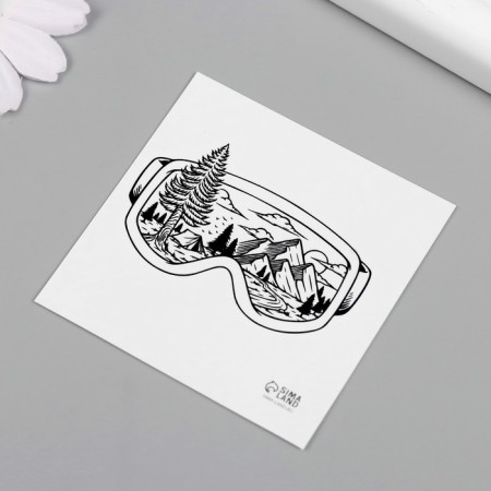 Tattoo on the body Black "Reflection with glasses" 6x6 cm-4