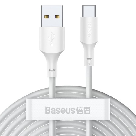 Cable Baseus, Type -C - USB, 5 A, PVC braid, 1.5 m, white-1