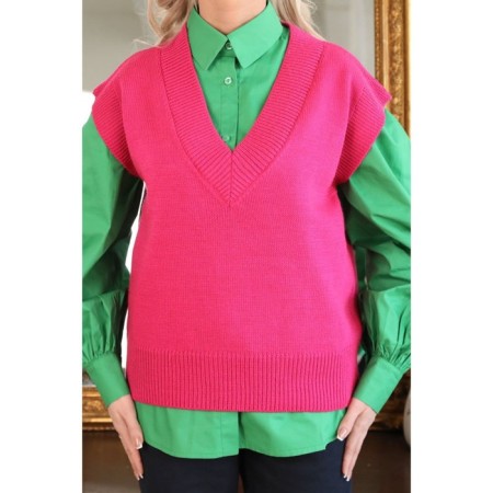 Women's vest, size 46, fuchsia color-3