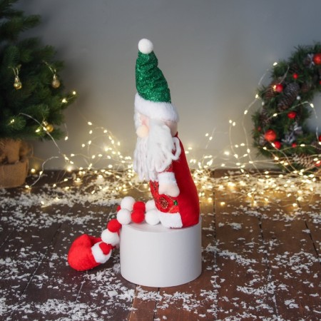 Soft toy "Santa Claus in a radiant suit with buttons" 47x19 cm, red-green-3