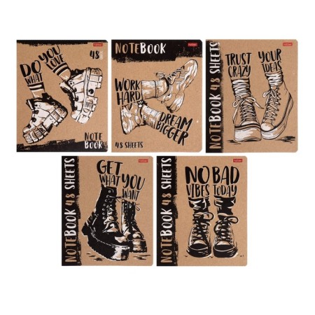Notebook of 48 sheets in the TODAY VIBES cage, craft cardboard cover, block 65 g/m2, mix