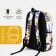 School backpack of textiles on lightning, 3 pockets, yellow/gray color