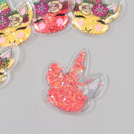 Shaker for the creativity of PVC "Unicorn with flowers" with glitter mix 6x5.2 cm-2