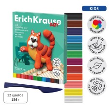 Soft plasticine (wax) 12 colors, 156 g, Erichkrause 