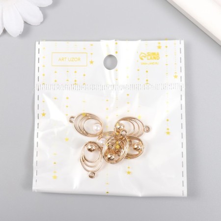 Decor for creativity Metal, plastic "Obval with a bead" 1.2x2 cm-3