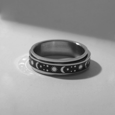 Ring "Night" spinning, color silver, 17 size-2