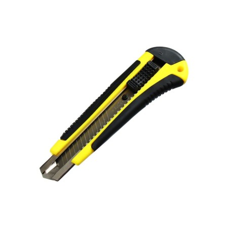 Chancellery knife 18 mm Plastic with met., Director, latch, rubberized mix in blister-2