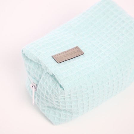 Cosmetic bag at the zipper textura, turquoise color-6
