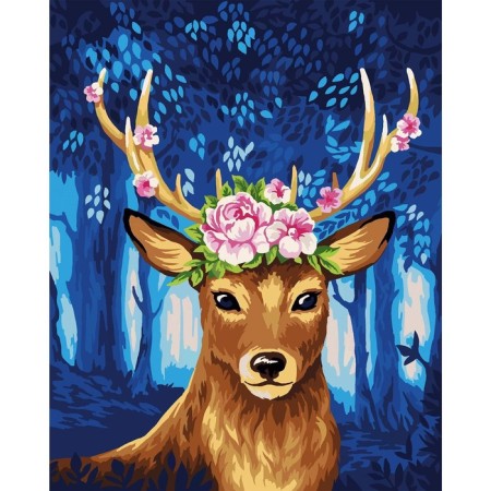 Picture on numbers on a canvas with a subframe "Fairytale Deer", 40 x 50 cm-1