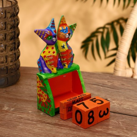 Wooden calendar "cats" 11x6x22 cm mix-2
