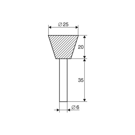 Sharoshka Abrasive trapezoid Enkor 21664, 25 x 20 mm, shank 6 mm, metal-1