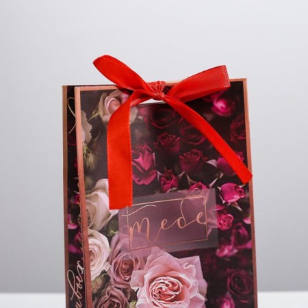Gift package with a ribbon, packaging, "happy moments", 13 x 23 x 7 cm-3