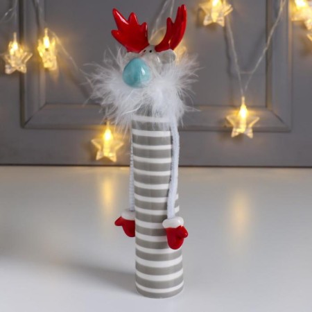 Souvenir Ceramics "High Elk" striped with red horns 22.3x5x6.3 cm-3