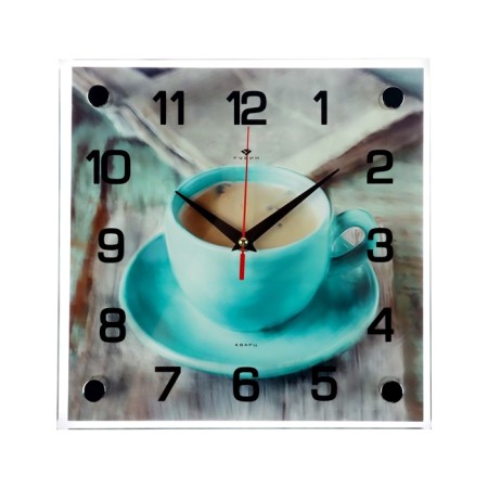 Wall clock: kitchen, "cup of coffee", silent, 25 x 25 cm-3