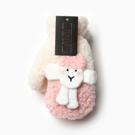 Mittens teenage minku lamb two -tone 24 cm pink color-6