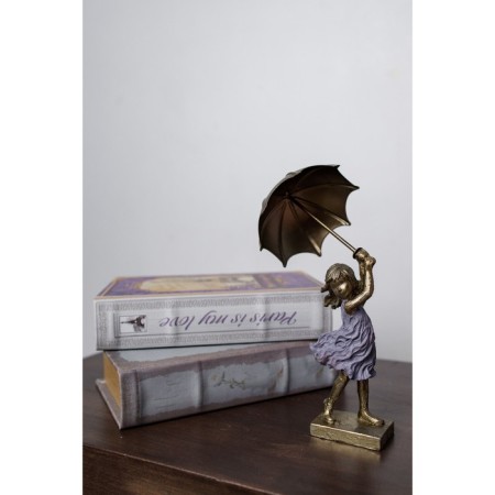 Polystone souvenir "Girl with an umbrella in the wind" 4.5x6.5x14 cm-4