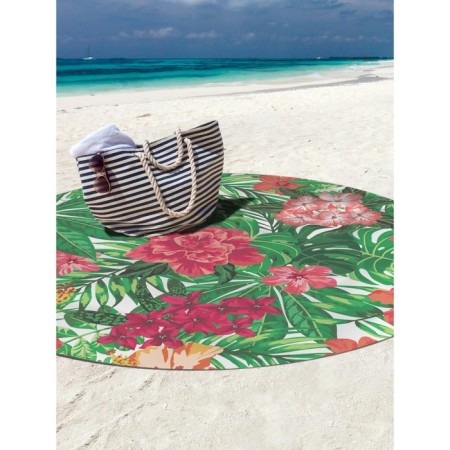 Pareo and beach rug "Tropical flowers", d = 150 cm-2