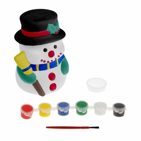 Ceramics painting - Pigger "Snowman with a broom" + paint 6 colors 3 ml, brush