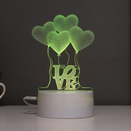 Sensor lamp "Four hearts" LED 7 USB colors/from BAT. White Risalux-7