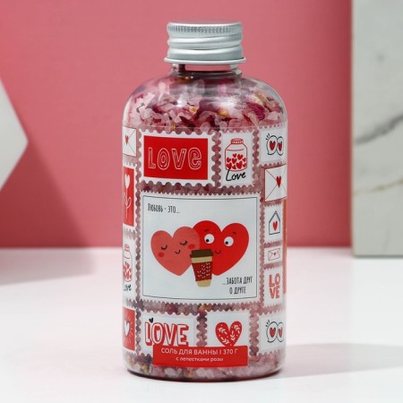 Bath salt with rose petals “Love is...”, 370 g, pure happiness-2