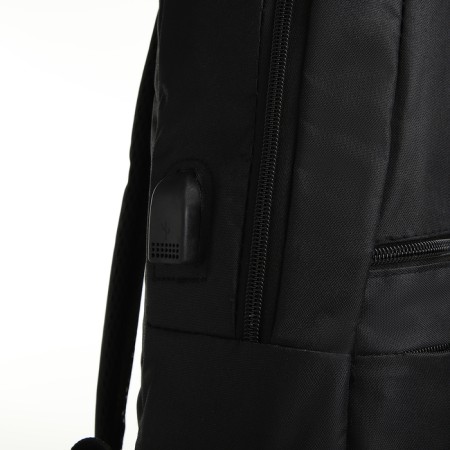 City backpack with USB from textiles with lightning, 2 pockets, black color-3