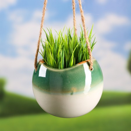 Suspended pot "Round" green, 11x11x9cm-3
