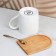 Ceramic mug on a wooden stand “Favorite Mommy”, 400 ml, with a spoon, white color