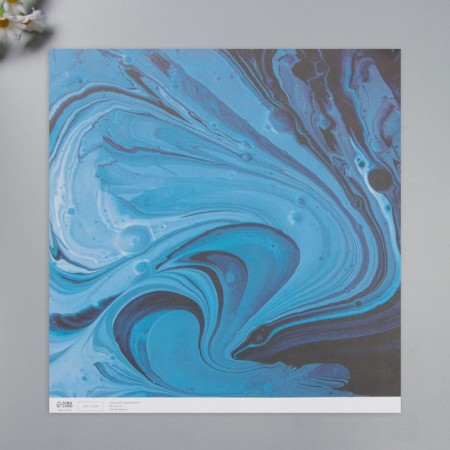 Scrapbooking paper "Blue paint stains" density 180 grams set 5 pcs 30.5x32 cm-2