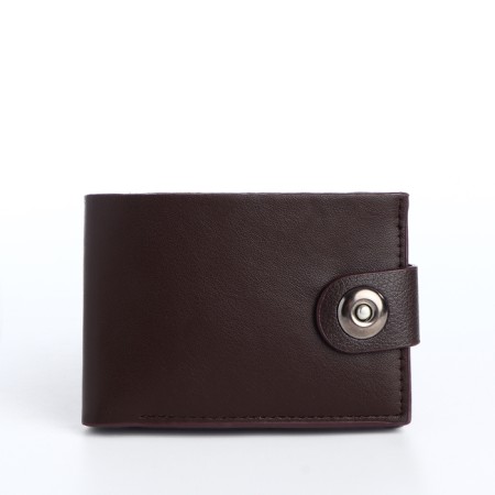Male purse for magnet, department for cards, coins, brown color
