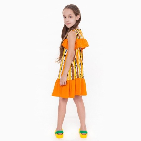 Sarafan for the girl, the color is light beige/orange, height 122 cm-1