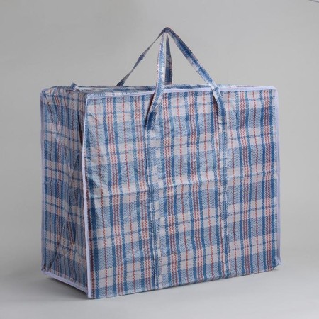 Lightning bag on a zipper, 72 l, blue/white color