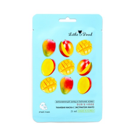 Little Devil fabric face mask with mango extract, 21 ml