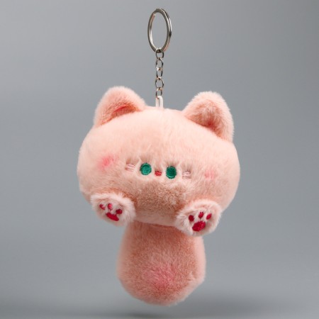 Soft toy "Cat-shred" on a key fob, 11 cm, pink color-5