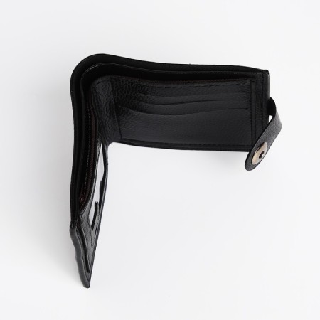 Male purse on a magnet, department for bills, for cards, black color-3
