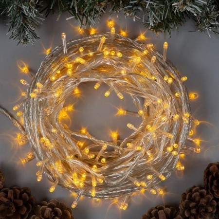Garland “thread” 20 m, IP20, transparent thread, 200 LED, yellow glow, 8 modes, 220 V