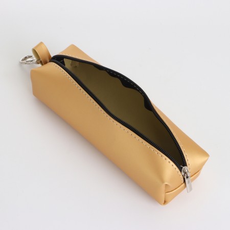Key of zipper, length 16 cm, ring, carbine, beige color-2