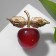 Brooch "Cherry" with leaves, red-green color in gold