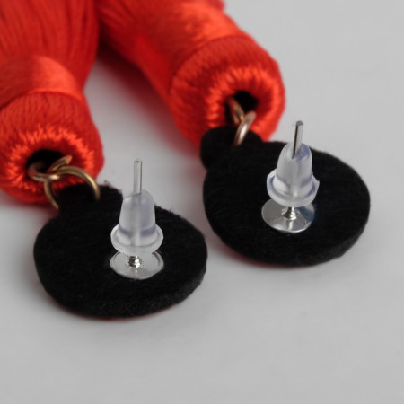 Earrings "Brushes" harmony, red color, l brush 8.5 cm-5