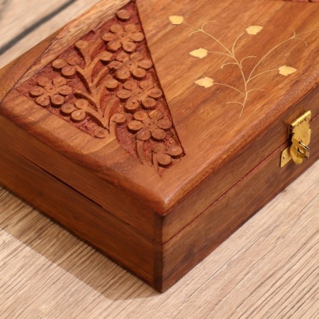 Casket "leaves" wood 20x13x6 cm-4