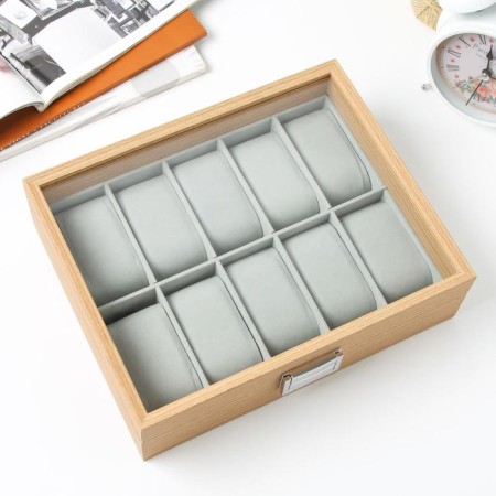 Casket Wood for watch 10 Branch "beige" 7.5x21x26 cm-4