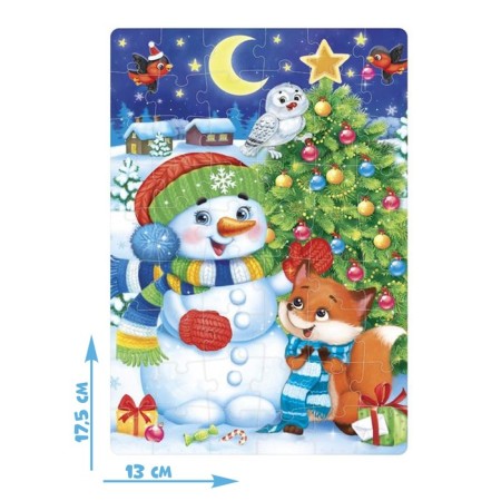 New Year! Children's puzzle "Snowman and foxes", 54 elements-1