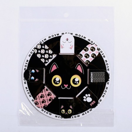 A set of magnetic bookmarks 8 pcs on a round substrate "Kotik"-6