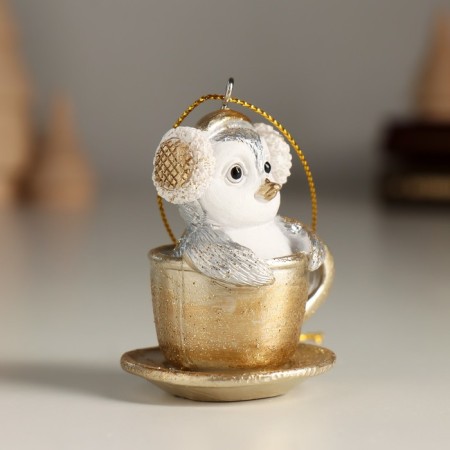 Souvenir Polystone Suspension "Penguin in a cup" 5.5x4x6 cm-1