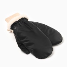 Women's mittens minku, black color, 25 cm