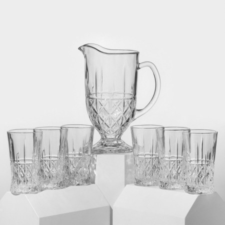 Drinking set, glass, 7 items: jug 1150 ml, 6 glasses 225 ml