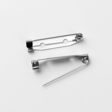 The base for brooches, 2 holes, 30 mm, 10 pcs, silver color-3