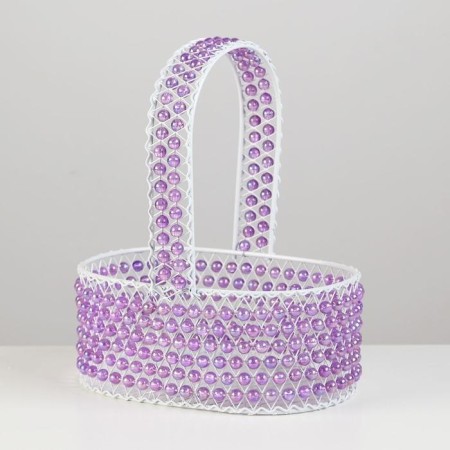 Basket, 18x12x6/23 cm, metal, beads
